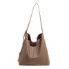 2025 Autumn/Winter Retro Woven Texture Large Capacity Tote: Versatile Casual Shoulder Bucket Bag