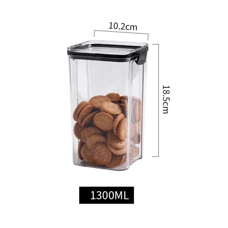 460/700/1300/1800 ML Food Storage Container Plastic Sealed Cans Kitchen Storage Box Transparent Food Canister Storage Tanks