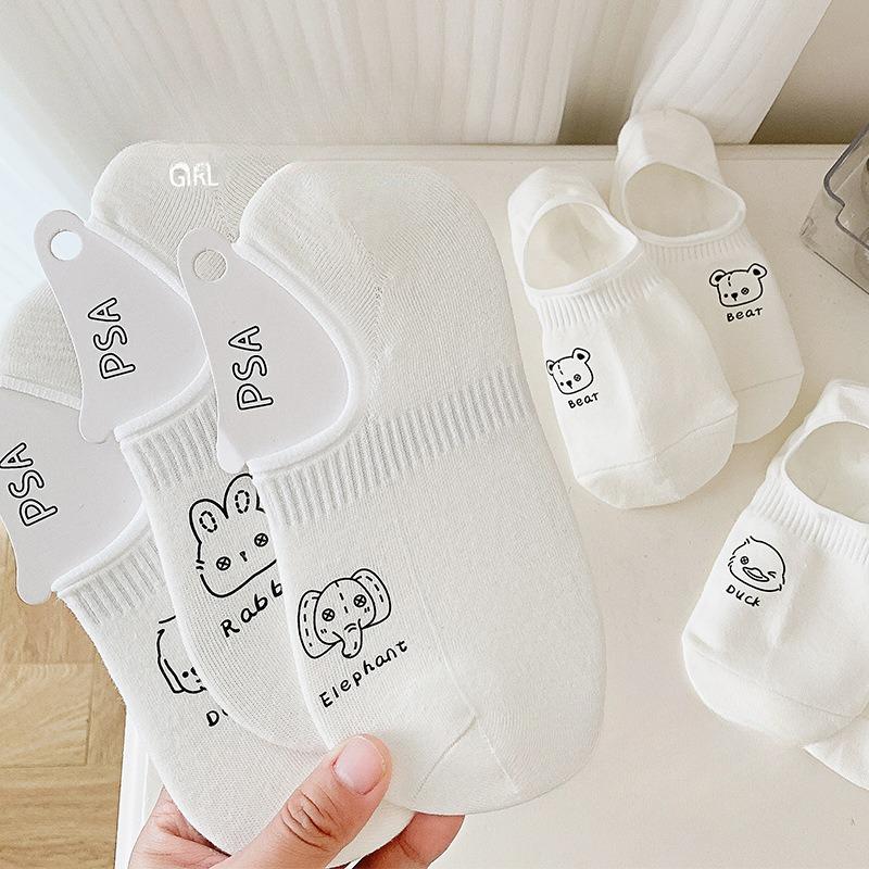 Summer Thin, Shallow-mouthed, Invisible, Non-slip and Cartoon-style Short Socks, Versatile Cotton Socks for Women