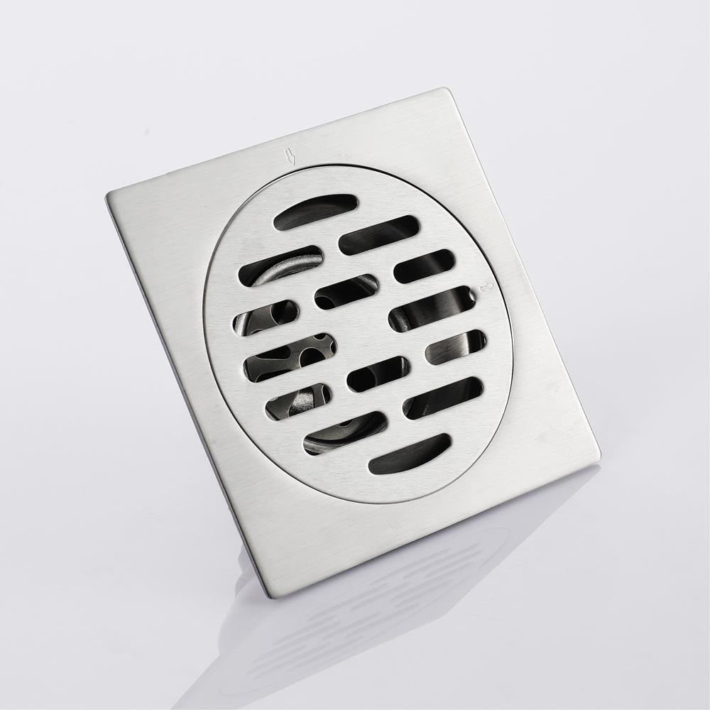 Bathroom Toilet Shower Anti-odor Drains 10x10cm Stainless Steel Brushed Floor Drain