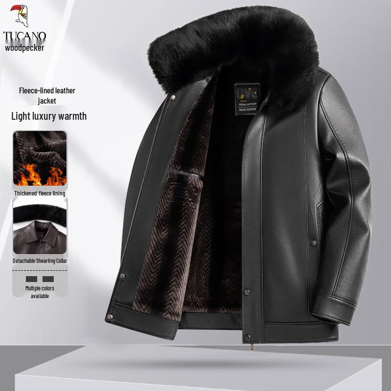 TUCANO Men s Plush-Lined PU Leather Jacket XXL