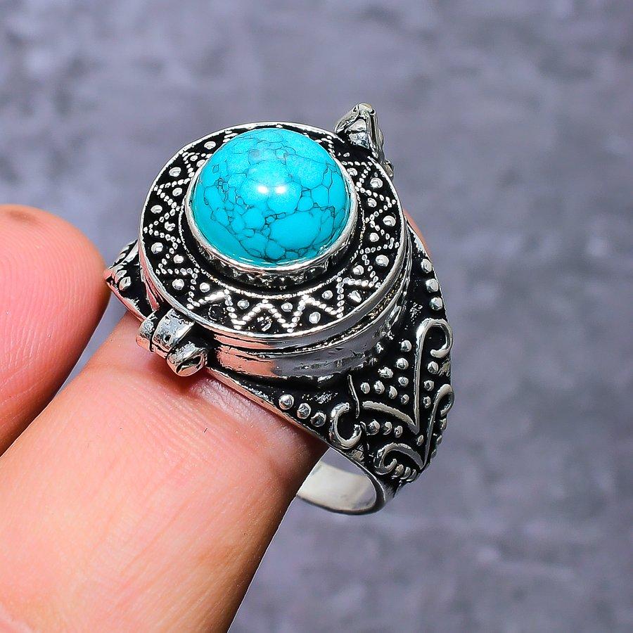 Natural Santa Rosa Turquoise 925 Sterling Silver Jewelry Ring Size 13.5 g5t87