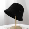 New solid color simple cashmere blended bucket hat autumn and winter warm plush temperament versatile basin hat
