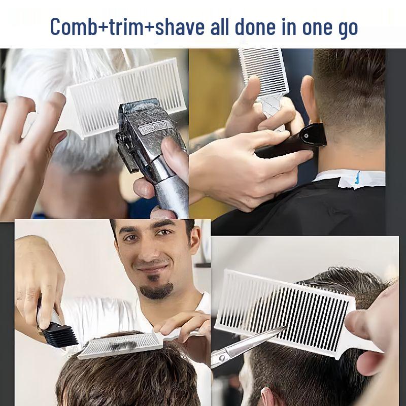 Men's Flat Top Hair Styling Comb - Self-Assistant Edge Trimming Barber Cutting Tool