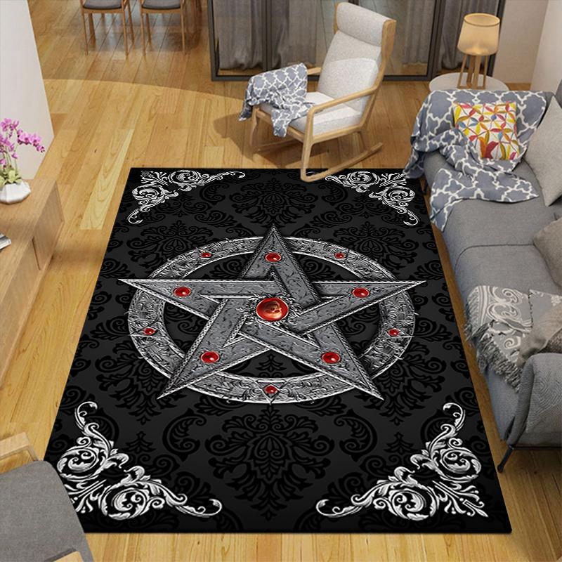 1Pc Gothic Star Rug, Office Carpet Indoor Outdoor Doormat, Non-Slip, Comfortable, Living, Christmas Halloween,  Xmas Gift G1314