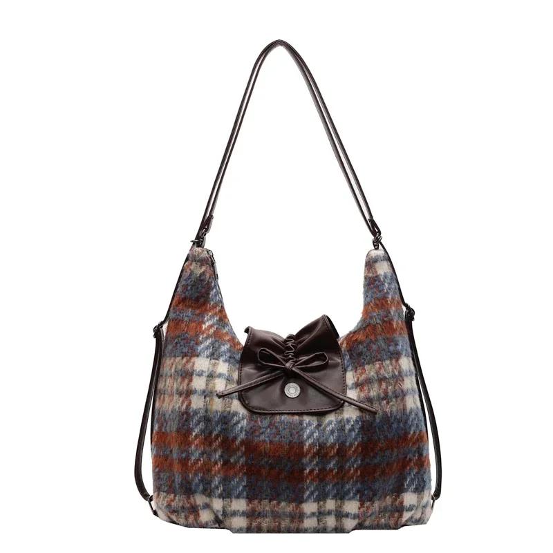 Modische Wollhandtasche für Damen neue einzelne Schulter Bogenmode Pendlerrucksack