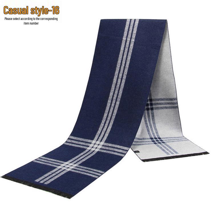 Men's Autumn & Winter Plaid Imitation Cashmere Scarf - Warm & Thick Custom Design