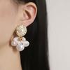The same temperament, simple and niche design, irregular size, imitation pearl tassel earrings, fashionable women's model