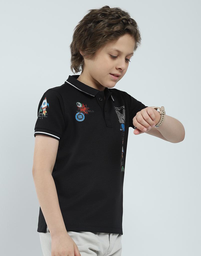 MONTE CARLO Boys's Regular Fit Printed Polo Half Sleeve T-Shirt
