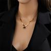Gold Plated Square Blue Gem Pendant Necklace, Stainless Steel Cube Chain Choker, Waterproof Elegant Jewelry for Women Gift