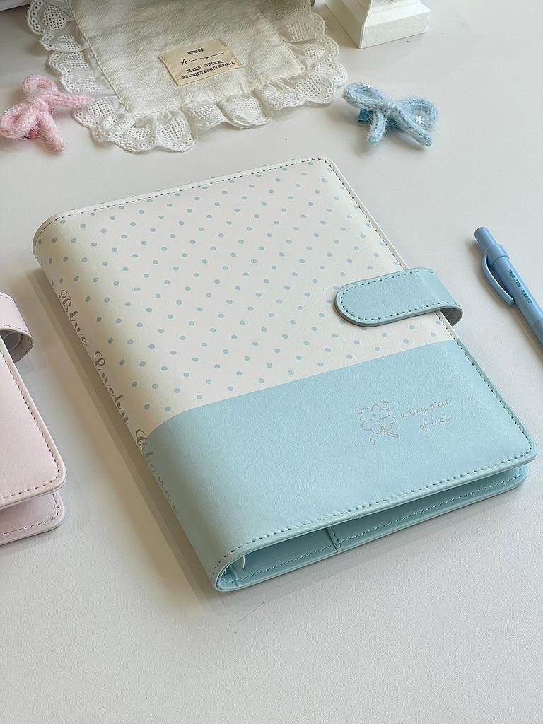 Cute Pink Polka Dot A5 4-Pocket Card Album – PU Leather Cover Binder for Polaroid Photo Collecting Small Cards