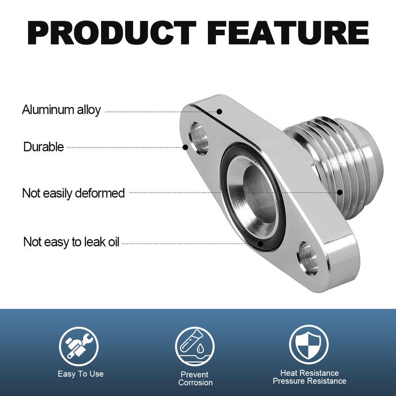 Turbo Oil Drain Flange AN10 Bolt Distance 38mm Fits MHI TD02~TD06 / IHI RHF4 RHB4 RHB5 KKK K03 K04 Bolts Silver