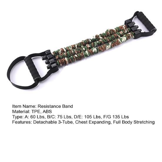 Adjustable Resistance Band with Detachable 3-Tube Chest Expander Shoulder Stretcher Strength Training Fitness Full Body Stretching Band with Handle