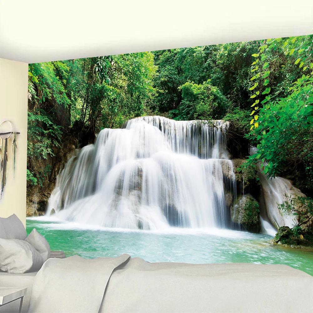 Forest Waterfall Psychedelic Scene Hanging Cloth Bedroom Living Room Tapestry Home Wall Decoration Tapestry