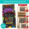 Decorably 15 Chalkboard Welcome Back to School Bulletin Board Decorations, pirational, Matte-Laminated Posters - for Classroom, School Hallways