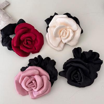 Dreidimensionales Mehrschicht-Gewebe Retro Kamelie Haaraccessoire, Stoff Süßer Haargummi, Haarband und Stirnband