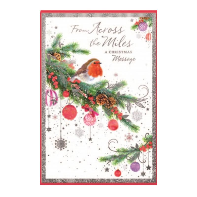 Simon Elvin From Across The Miles A Christmas Message Robin Greetings Card (Pack of 6)