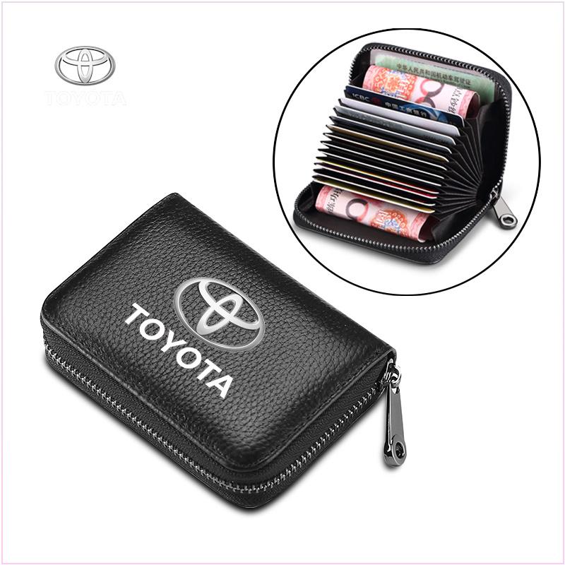 Wallet Driver License Business Card Holder Key Case for Toyota TRD GR Auris Rav4 Yaris Hilux Corolla Prius Avensis Emblem