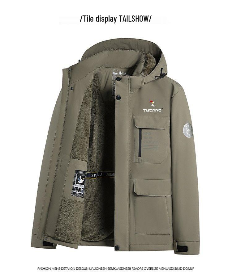 Men's Winter Hooded Jacket - Thick, Windproof, and Warm Outdoor Workwear