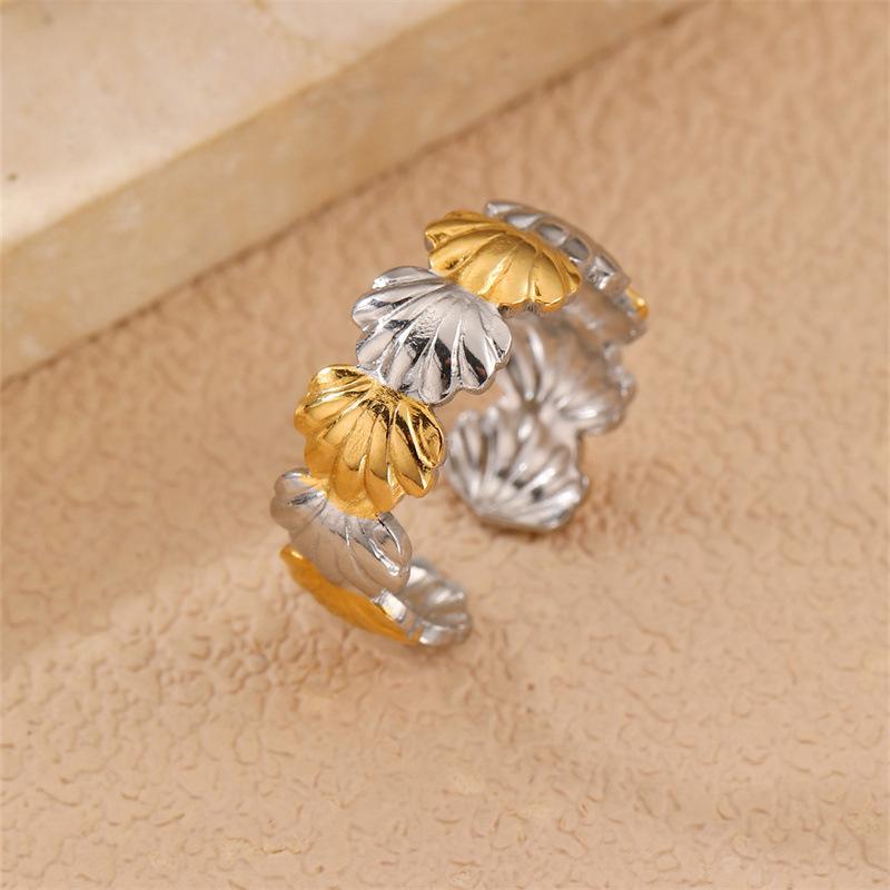 Stainless Steel Shell Starfish Open Ring for Women Exquisite Gold Silver Color Ring Casual Ocean Element Versatile Jewelry Gift