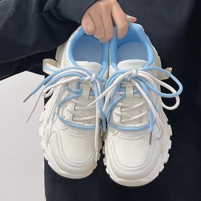 Mesh Breathable Clunky Sneakers Women's Spring New Style White All-Match Sports Leisure Platform White Summer Women's Shoes