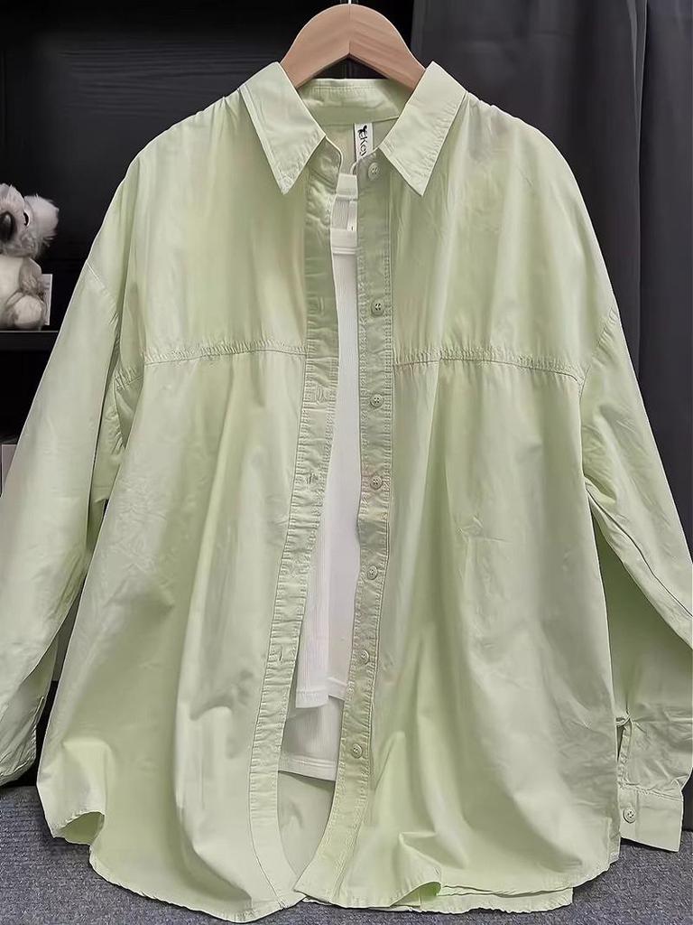 Women's Pure Cotton Loose Slimming Shirt Jacket for Spring, Summer, and Autumn Sun Protection