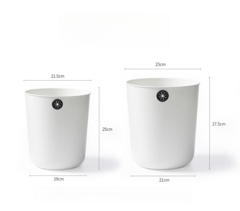 Minimalist White Round Trash Can No Lid With Round Hole For Securing Trash Bag Waste Paper Basket Living Room Household Use