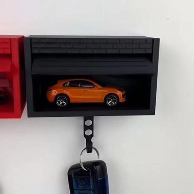 Porte-clés créatif pour garage de voiture avec porte qui s'ouvre, porte-crochets amusant pour clés de voiture, peu encombrant, multifonctionnel, support mural pour clés