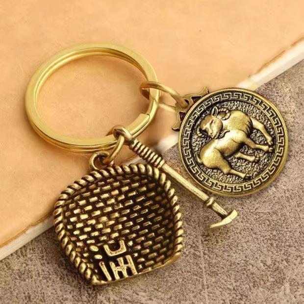 Chiński Mosiężny Retro Kosz do Przesiewania Brelok Ozdoba