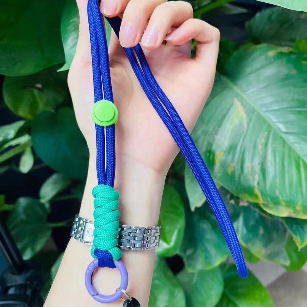 New mobile phone lanyard adjustable neck anti-lost wrist rope keychain handwoven rope two-color long rope hand rope