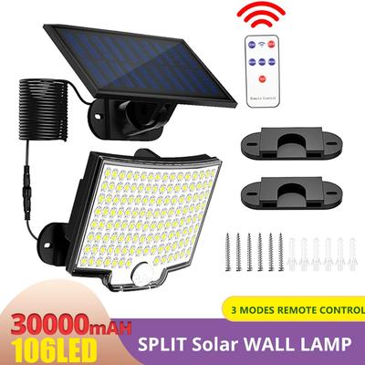 Split Solar Light 3 Lighting Modes 106LED Outdoor Decorative Daylight Wall Light PIR Motion Sensor Waterproof Garden Garage Light