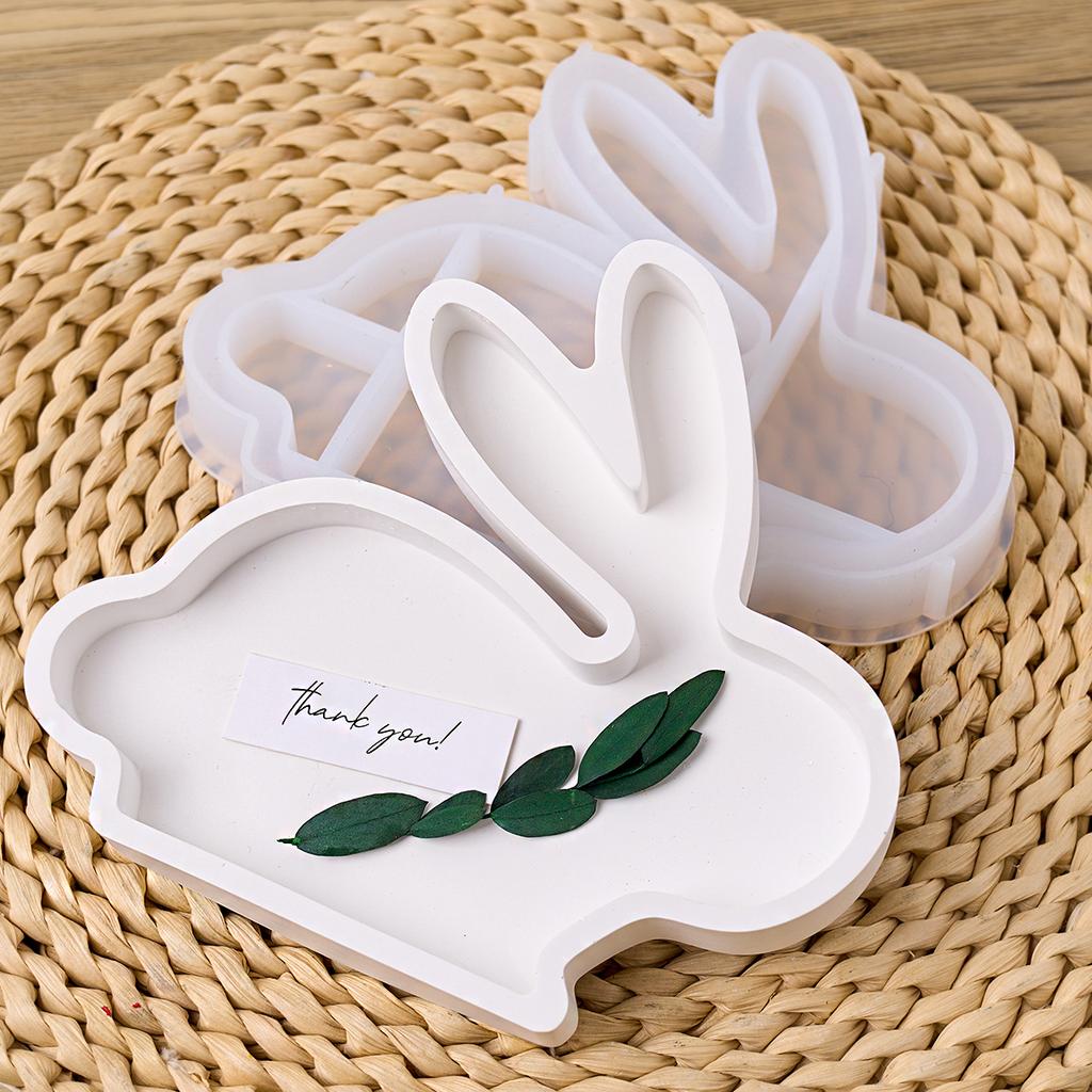 3D Rabbit Carrot Storage Tray Silicone Mold DIY Jewelry Display Plate Casting Molds Plaster Resin Coaster Craft Making Home Deco