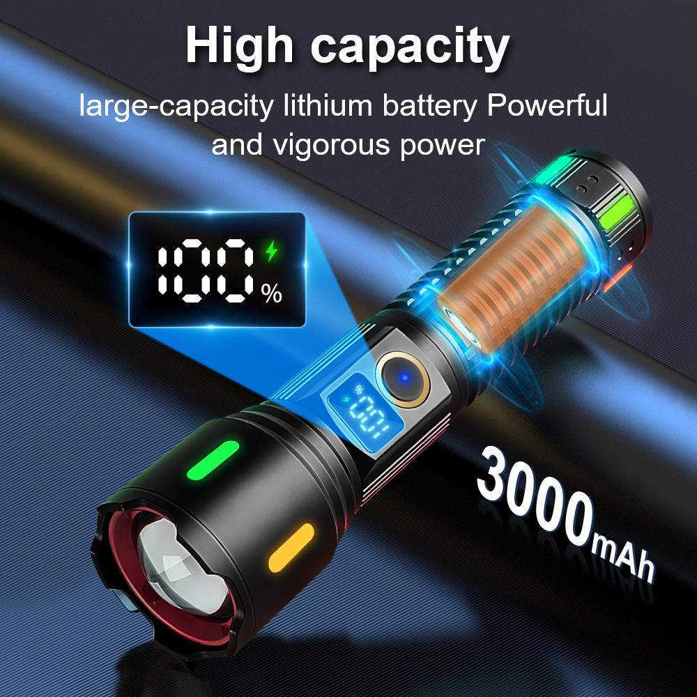 8800000LM High Power LED Flashlight USB Rechargeable Tactical Flashlight Zoom Waterproof LED Torch for Outdoor Hiking Emergency