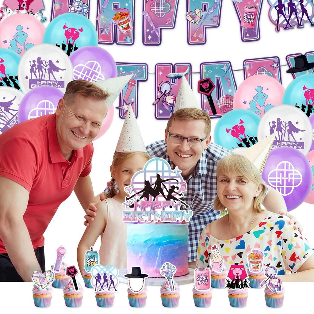 Cartoon - Themed Paper Birthday Party Supplies Set - Perfect Gift For Kids’ Birthday Celebrations With Banners, Balloons, And Cake Toppers