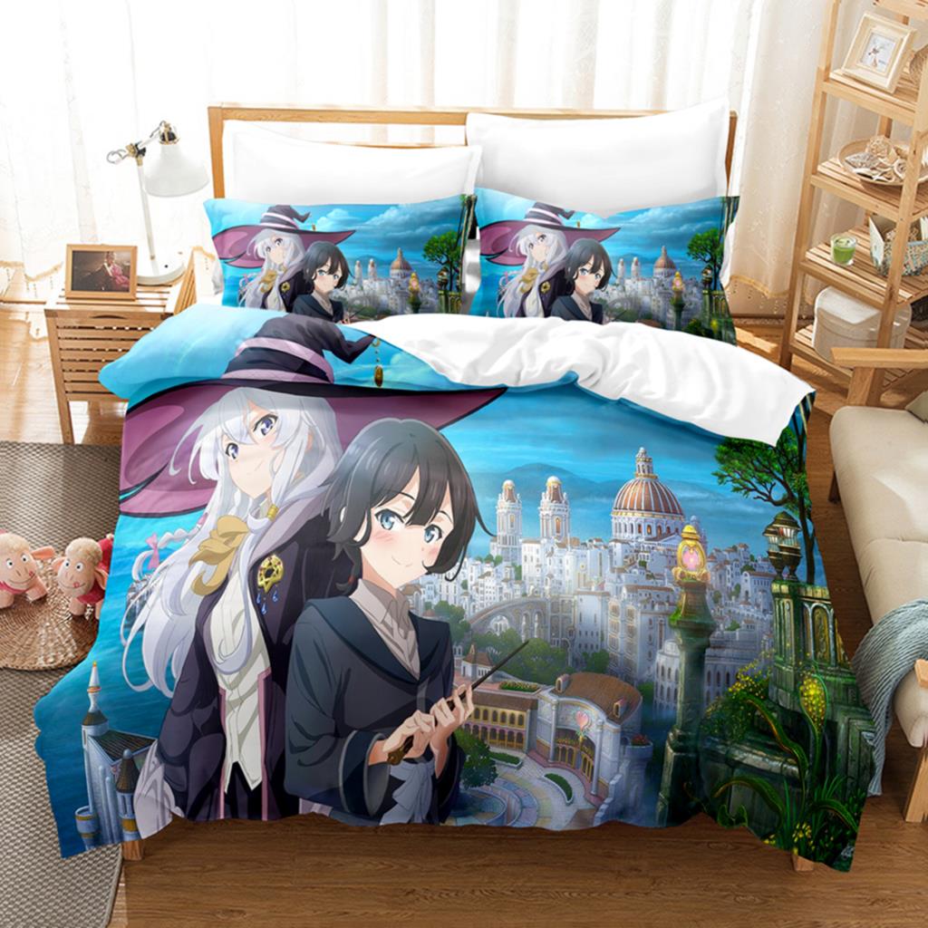 3D Print Anime Girl The Journey Of Elaina Bedding Sets Duvet Cover Set With Pillowcase Twin Full Queen King Bedclothes Bed Linen