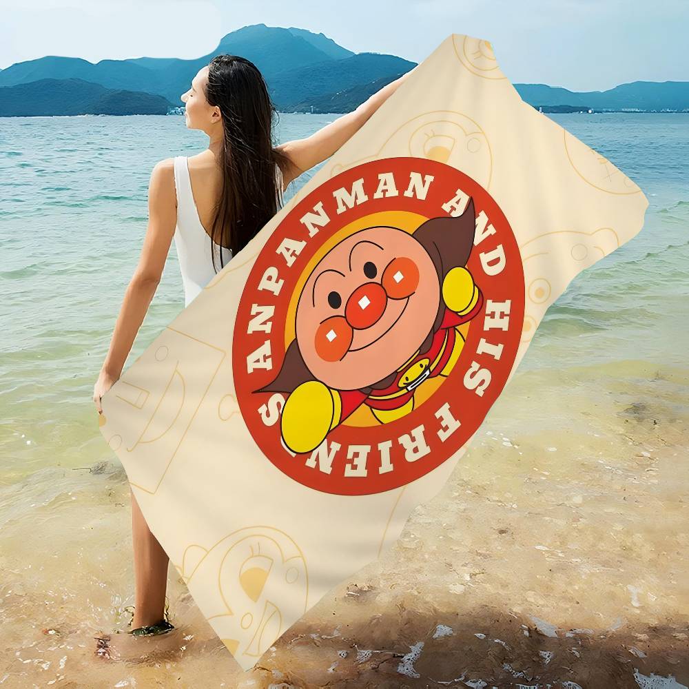 Anpanman Anime Anime Beach Swimming Towel Soft Absorbent Washcloth Children's Gifts for Kids Travel Camping Gym