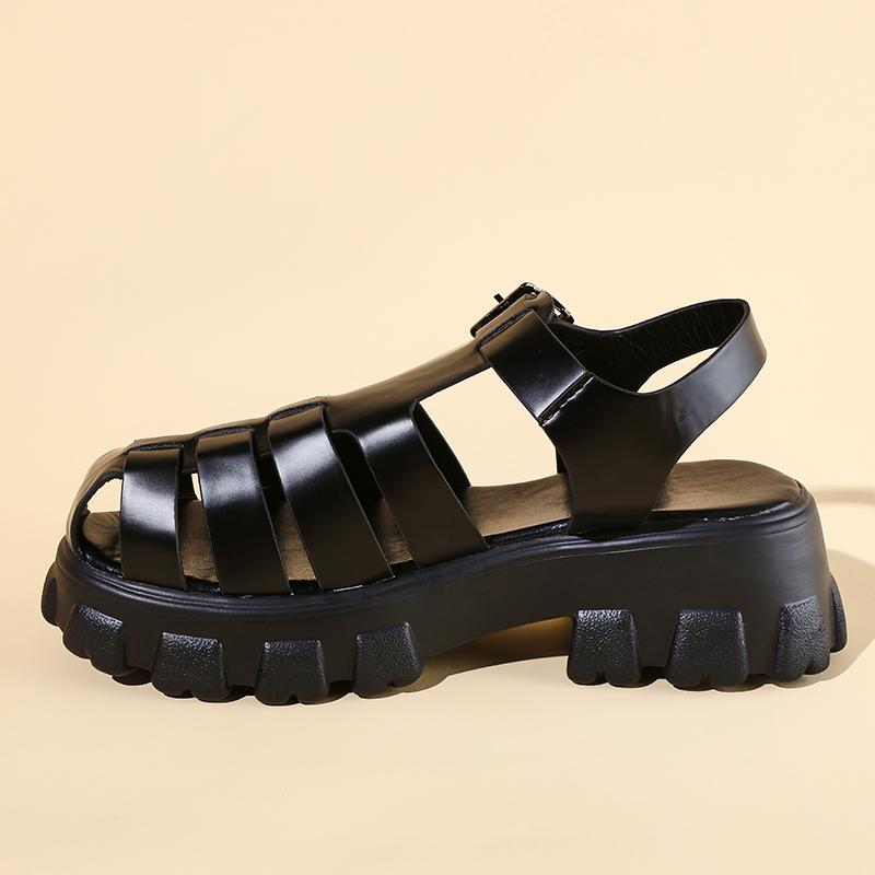 Damen Sandalen Ausgeschnitten Plateau Damenschuhe für Frauen Schnallenriemen Sommer Mode Designer Damen Sandalen Frau Sandale