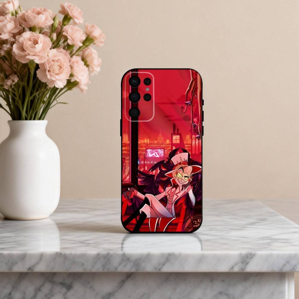 H-Hazbin H-Hotel L-Lucifer M-Magne Phone Case For Samsung S25,24,23,22,30,21,10,9,Ultra,Plus,Lite,FE,4,5 G Soft Black Case