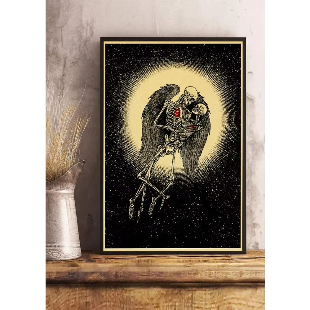 Simple Skull Posters Vintage Kraft Paper Prints Nostalgia Wall Sticker Home ation Bedroom Painting Fashion Bedroom Paint