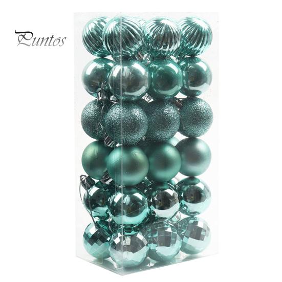 36Pcs 4cm Christmas Tree Color Ball Electroplating Multi Styles Boxed Unbreakable Reusable Scene Layout Plastic Xmas Party Decor Hanging Ball Pendant