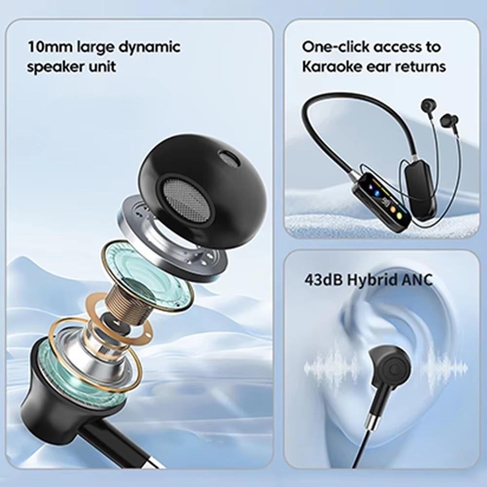 LED Display Neckband Headphones HiFi Stereo Sports Headset HD Screen Bluetooth Headset  Sports