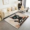 Japanese Samurai Cat Print Area Rug, Red Sun & Ancient City Design Non-Slip Floor Mat for Living Room Bedroom Home Decor Carpet
