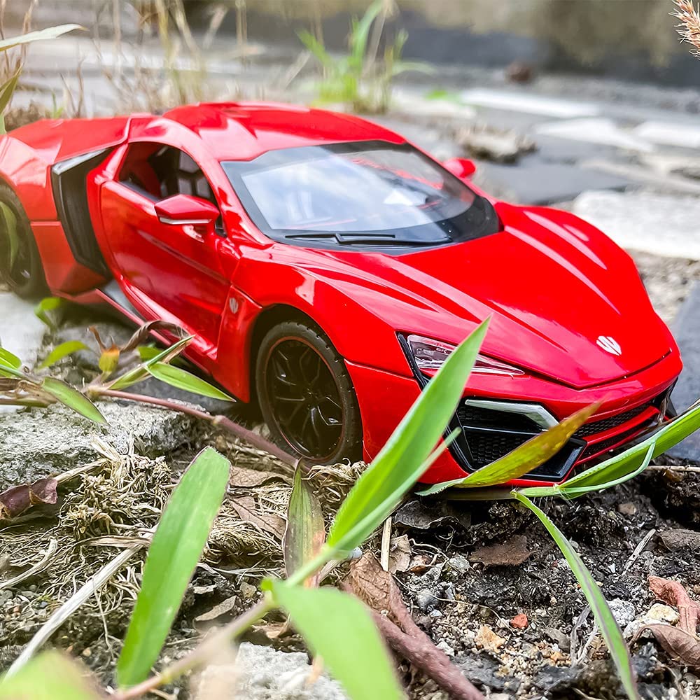 Supersportovní model Supersport Lykan v měřítku 1/24, stahovací auto ze zinkové slitiny se zvukem a světlem pro děti, chlapec, dívka dárek