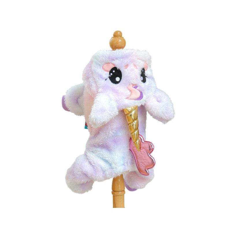 Pet Puppy Clothes Pet Dog Clothes Autumn and Winter Fleece Thickened Warm Color Dream Pony Transformation