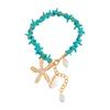 Shell Detail Anklet for Women Starfish Pendant Bead Drops Gold Tone Chain Jewelry for Beach Vacation Summer Styling