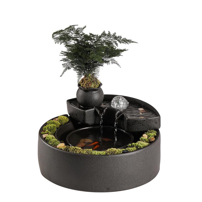 Ceramic Flowing Water Fountain: Wealth-Attracting Desktop Ornament for Living Room & Office Decor