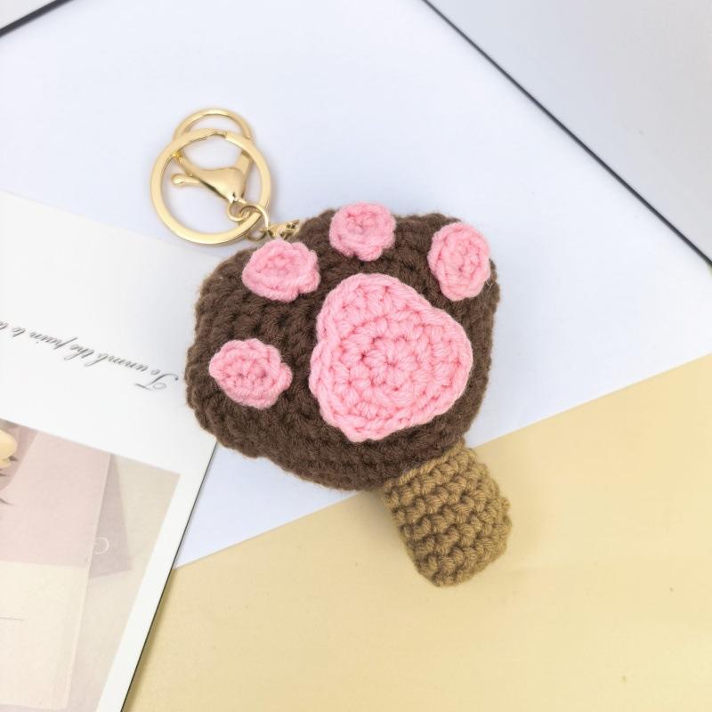 

Cartoon Handmade Weaving Cute Animal Paw Keychain Bag Charm Crochet Knitted Pendant Keyring Gifts A1
