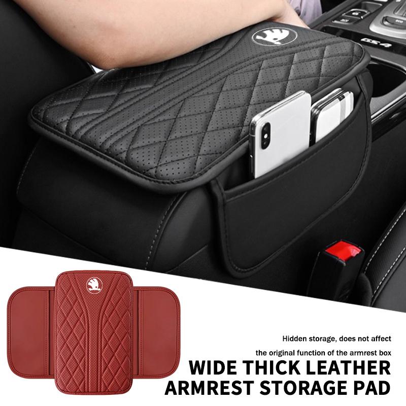 Car Armrest Box Pad Leather Armrest Mat Auto Storage Accessories For Skoda Octavia A5 A7 RS Fabia Superb Rapid Karoq xknp33