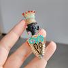 Black Head Tribal Chieftain Brooch Exotic Egyptian King Medieval Gemstone Pin Women'S Vintage Corsage