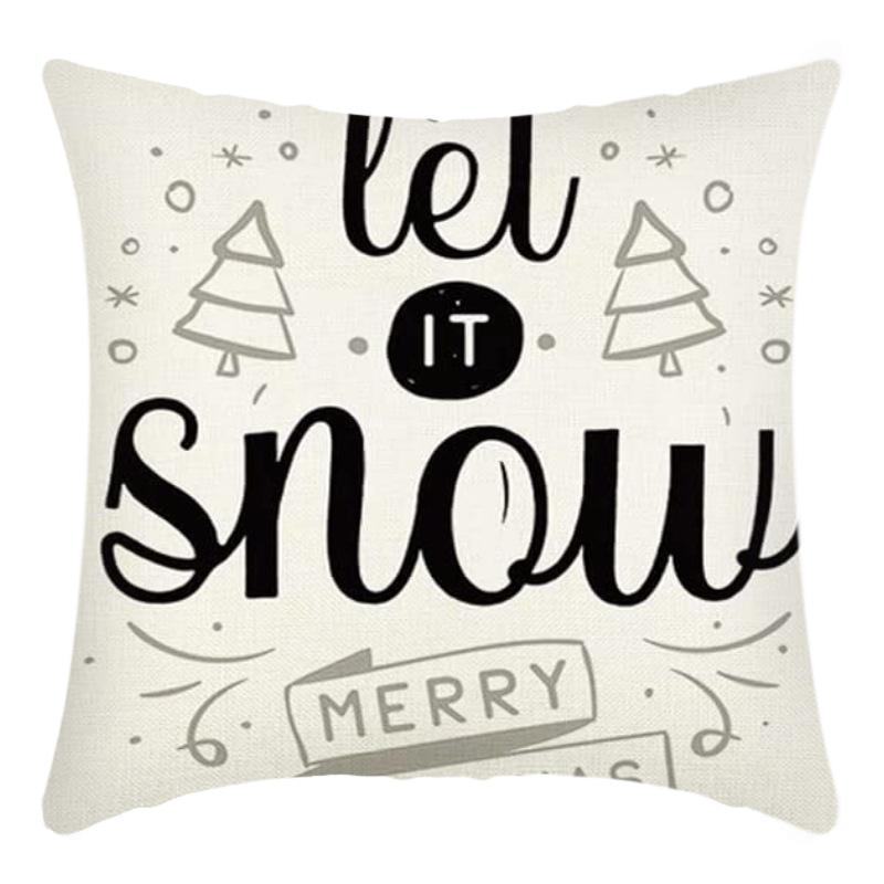 New Christmas Pillowcase Linen Digital Printed Short Plush Christmas Pillowcase Cushion Cover